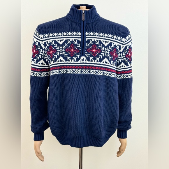 IZOD Other - IZOD 1/4 Zip Pullover Knit Mock Neck Sweater, Winter Holiday, Men's Size Large